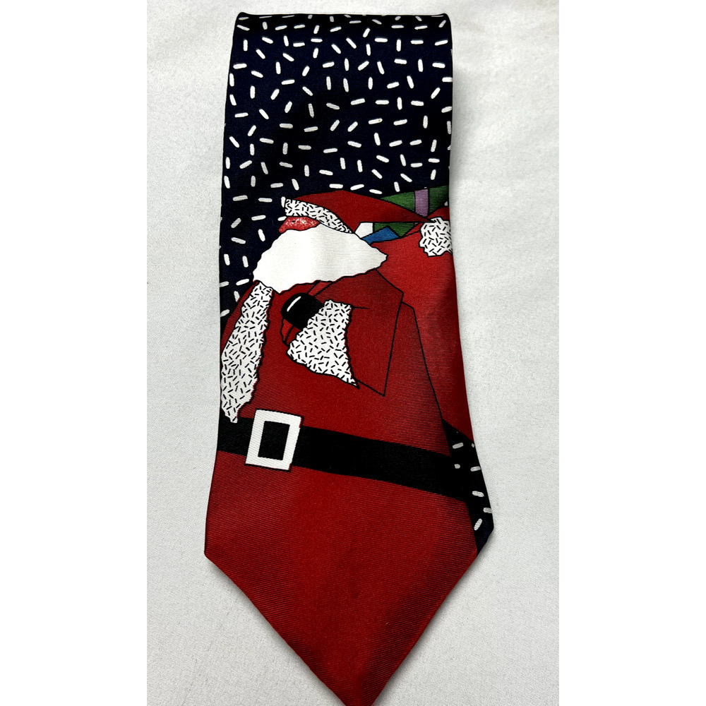 Nicholas 1992 F. Atkins Men's Tie Necktie Designer 100% Silk Santa Christmas